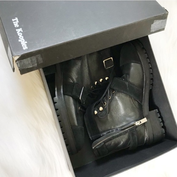 The Kooples Black Leather/Suede Lace-up Boot - Picture 4 of 6